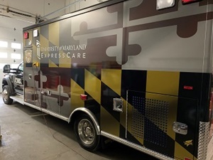 Ambulance with University of Maryland Express Care on the side