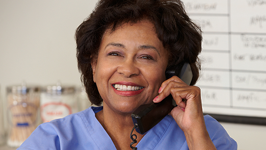 A nurse on the phone