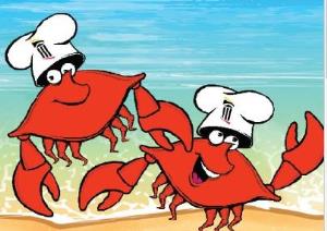 Two crabs dancing on the shore