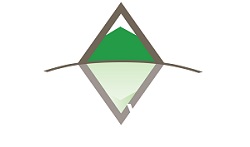 Logo for Alta Vista printing, diamond shape with dark green above light green
