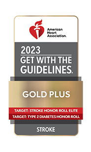A "Get With The Guidelines: Gold Plus" award from the American Heart Association recognizing stroke procedures at the UM Baltimore Washington Medical Center.