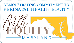 A badge from the Maryland Patient Safety Center awarded to the UM Baltimore Washington Medical Center for demonstrating a commitment to perinatal health equity.