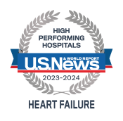A high performing hospitals badge from U.S. News & World Report awarded to UMMC for heart failure procedures.