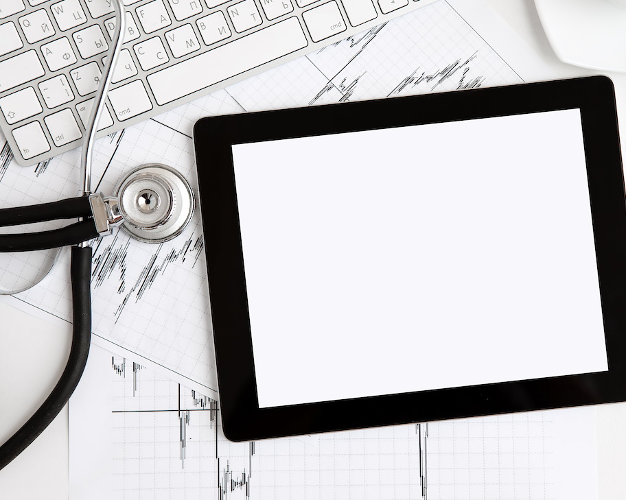 tablet computer and stethoscope