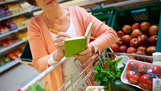 Woman shopping for healthy foods