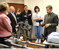 Dr. George Wittenberg demonstrating some of the equipment used for research at the RRC.