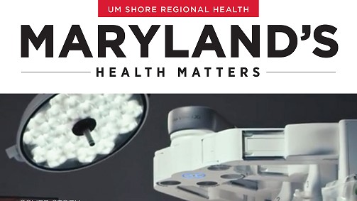 The fall 2023 cover of Maryland's Health Matters shows surgeons in a surgery suite.