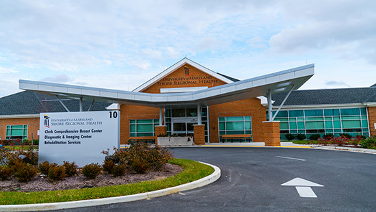 Front entrance to Diagnostic and Imaging Center and Clark Comprehensive Breast Center