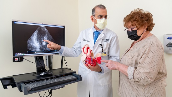 Doctor and woman with a model of a heart