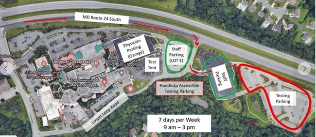 map for COVID testing site at UCMC