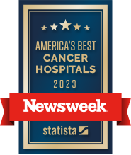 An America's best cancer hospitals badge from Newsweek awarded to UM Marlene & Stewart Greenebaum Comprehensive Cancer Center.