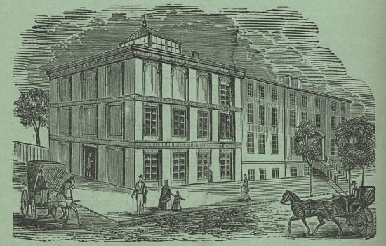 old black and white drawing of the infirmary building