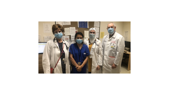 Physicians wearing masks