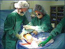 Photo of surgeons operating on a leg