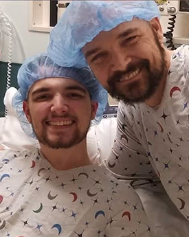 Kidney transplant recipient Robert Hughes and his son