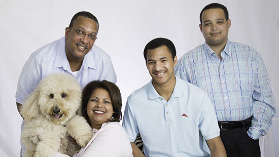 Transplant patients Ron and Yasmien Mathieu (left with the dog) with their family family