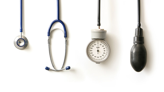 An image of a stethoscope and blood pressure cuff.