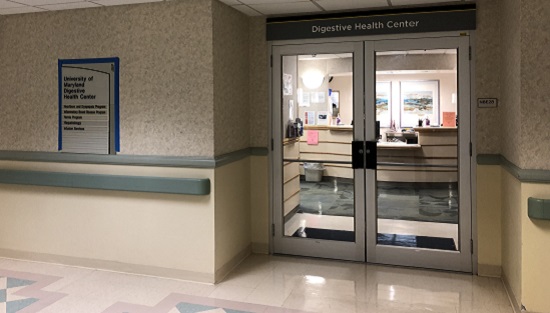 Digestive health Center's entrance inside UMMC