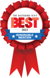 A graphic of an honorable mention ribbon from The Baltimore Sun's Readers Choice competition.