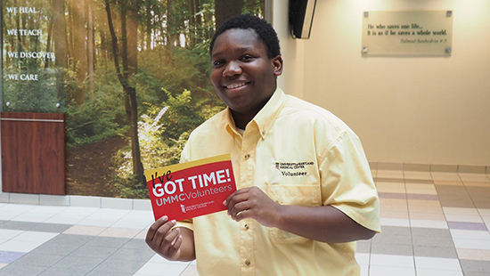 Volunteer smiling